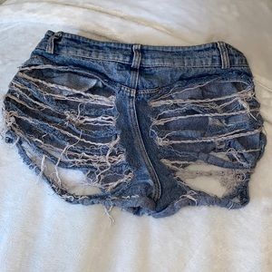 Ripped jean booty shorts